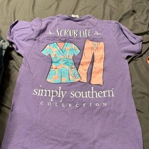 simply southern scrub life purple size small worn tee shirt